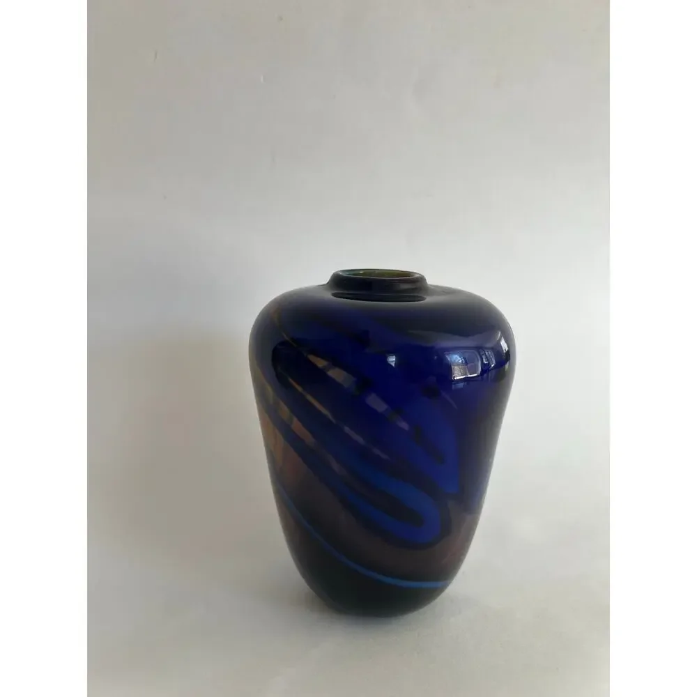 Vintage Salamandra Glass Portsmouth NH Hand Blown Bud Vase Signed 1981 JL